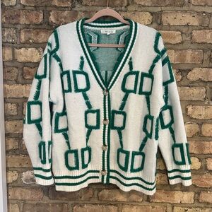 Miracle Green and White Patterned Cardigan